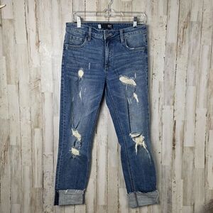 Kut From The Kloth High Rise Catherine Boyfriend Distressed Jeans Blue Size 4
